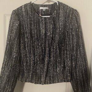 CAbi Black and White Tweed Patterned Blazer Size 10 NWT!